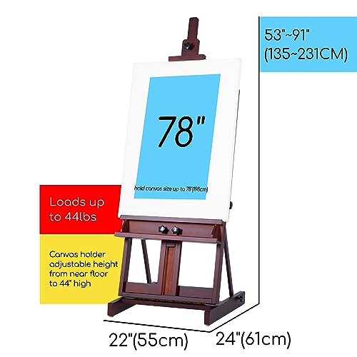 MEEDEN Large Art Easel for Painting: Solid Beech Wood H‑Frame Floor Easel - image 2
