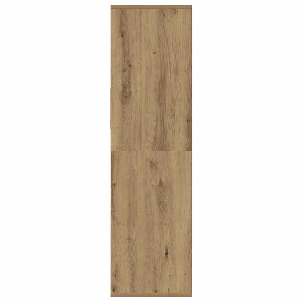 Libreria Artisan in legno di quercia 34 x 31 x 112 cm, scaffale stretto con scomparto aperto per ripiano e spazio portaoggetti, salvaspazio come mensola da parete o divisorio in soggiorno