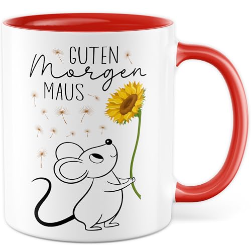 Tasse Maus Geschenk Guten Morgen Maus, Kaffeetasse Freundin Partner Liebe Beziehung, Geschenkidee Valentinstag Paar Büro Kaffee-Becher