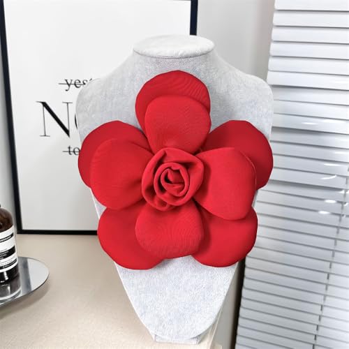 Image of Chunky Fabric Flower Brooch Pin for Women Girls Fashion Dainty Layered Rose Camellia Flowers Corsage Boutonniere Brooches Lapel Pins Elegant Wedding Holiday Party Dress Accessories Jewelry