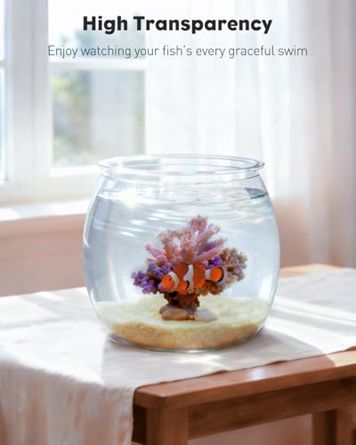 Image of Pawfly 0.5 Gallon Mini Plastic Fish Bowl, Unbreakable Small Fishbowl Desktop Aquarium, Clear Round Plastic Fish Tank for Small Fish, Shatterproof Betta Fish Tank Goldfish Bowl, Decorative Globe Vase