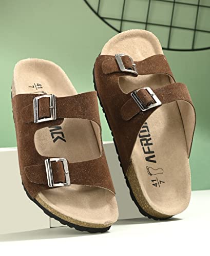 Image of AFROJACK Men's Orginal Leather Sandals | Casual Sliders for Boys s801