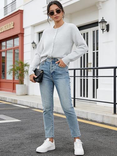 Image of Ibeauti Cropped Cardigan Sweaters for Women 2026 Trendy Spring Y2k Outfit Long Sleeve Button up Open Front Short Knit Sweater