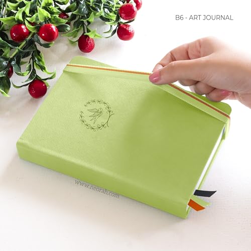 Image of NEORAH - B6 - ART JOURNAL | 200Gsm Dotgrid Notebook |144 Pages(17.5 x 12.5 cm) | Lay Flat |HardCover Bullet - Journal |3 Bookmarks |Elastic Closure| Inner BackPocket | Ideal-Bujo,Drawing (LIGHT GREEN)
