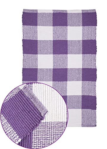 Buffalo Plaid Rugs For Living Room 24X36 Inch-Lilac White, Kitchen Rugs,Entry Way Rugs, Door Rugs, Area Rugs,Farmhouse Bath Room Rugs,Buffalo Check Rugs,Woven Rag Rugs,2X3 Rugs,Revirsible Rugs Cotton #TOP17