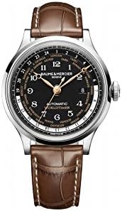 Baume and Mercier Capeland Worldtimer Automatic Black Dial Brown Leather Mens Watch MOA10134
