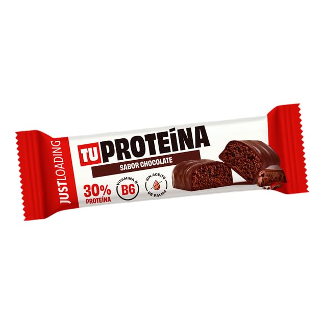 JustLoading Barrita proteica chocolate negro – 30% proteína – Con vitamina B6 para la recuperación muscular – Baja en azúcar y sin aceite de palma (12 unidades × 35 g)