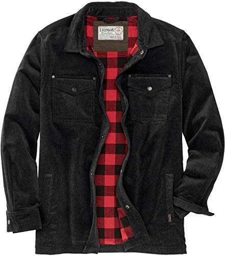 Legendary Whitetails Men's Tough As Buck Cordoroy Shirt Jacket, Black, Large