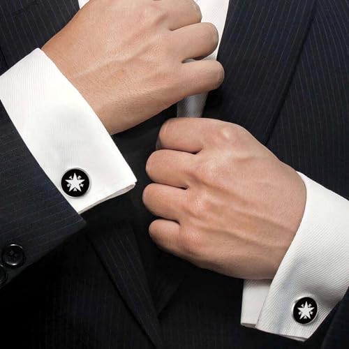 Mancuernillas redondas plateadas para camisa para hombre miniatura 4