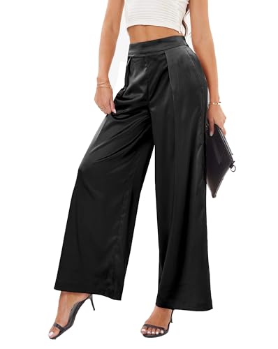 Pantalon palazzo en satin fluide résolvant le manque d'élégance confortable au bureau