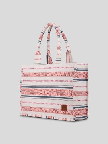 Handwoven Tote Bag - Large Striped Boho Shoulder Bag with Padded Handles, Eco-Friendly Reusable Shopping & Beach Bag for Women3