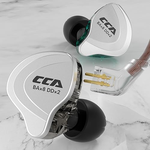 Image of CCA C10 Wired Headphone, 4BA+1DD Hybrid HiFi in Ear Earbuds Monitor, Sports Stereo Noise Cancelling IEM Headphone with Detachable Cable for Singers (with Microphone, Cyan)
