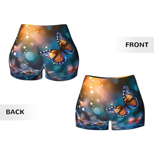 Dragonflies Pattern Sports Shorts, high Elastic Slim Fitness Pants, Suitable for Yoga/Leisure/Daily wear3