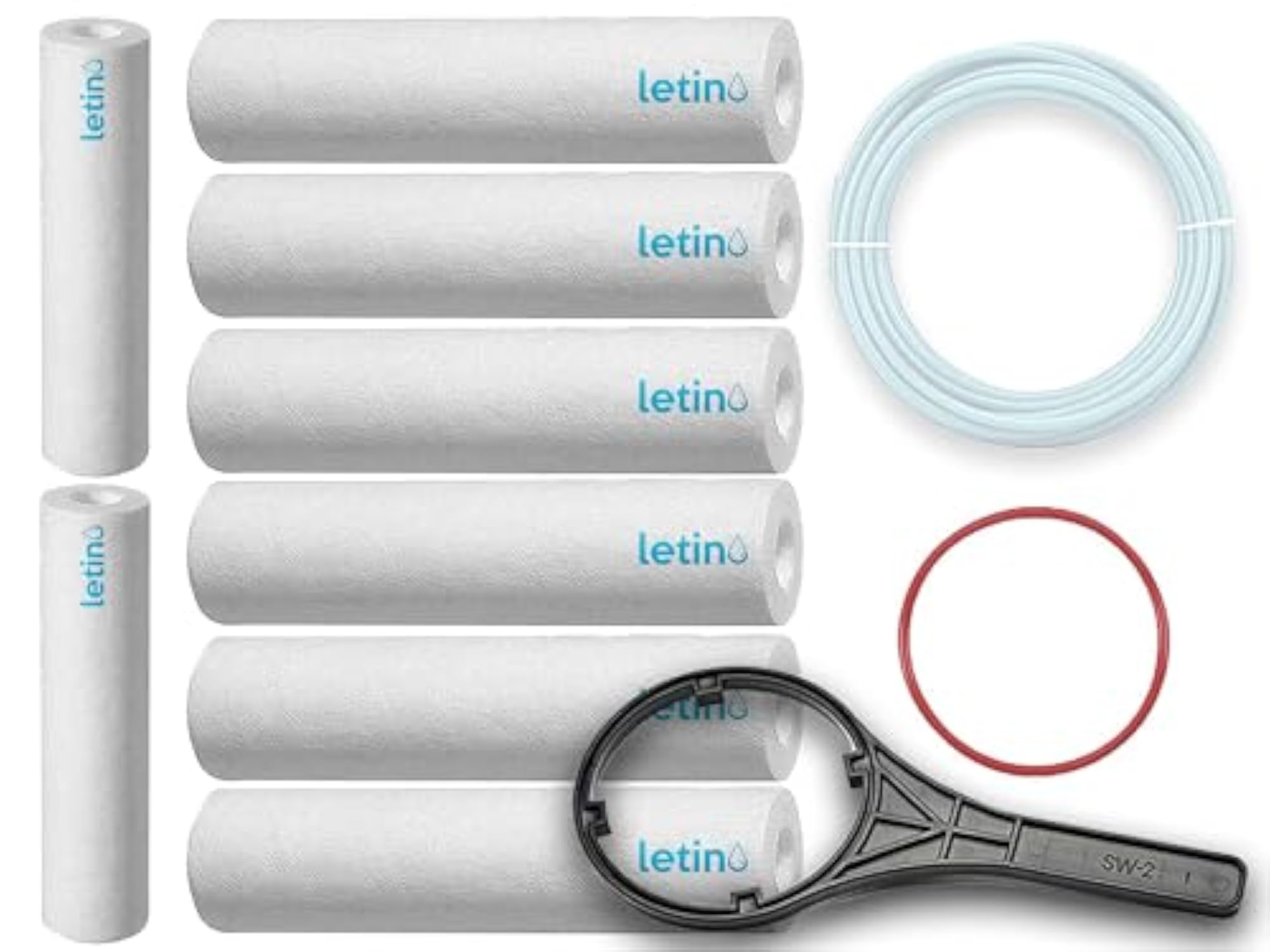 8 Pieces 5 Micron PP Spun Filter Set for RO Purifiers