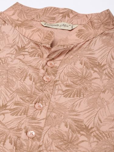 Image of Majestic Man Men's Cotton Regular Fit Casual Mandarin Collar Ethnic Motifs Printed Long Regular Kurta