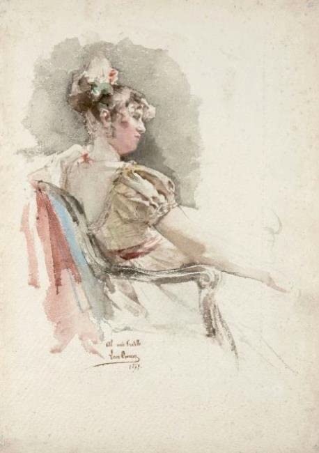 Portrait vintage de jeune femme par Comerre poster artistique haut de gamme 60x90