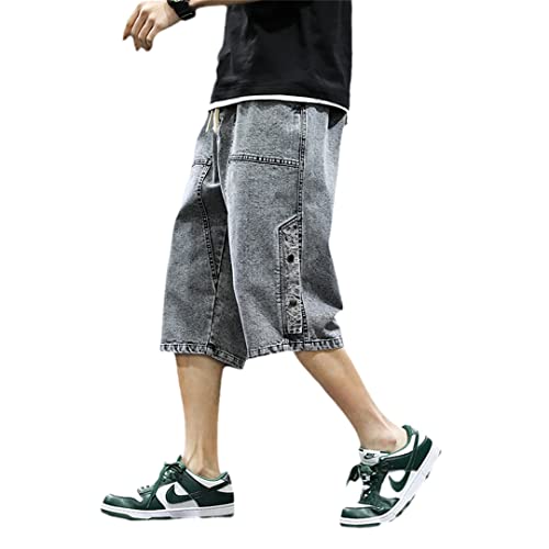Short en jean pour homme ample et confortable style coréen noir jambe large XL