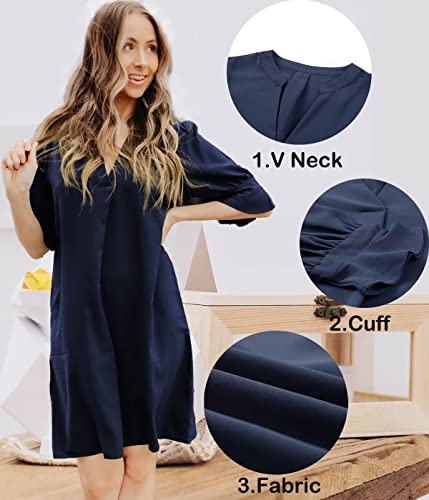image for QACOHU Spring Summer Dresses for Women 2025 V Neck Flowy Swing Shift D