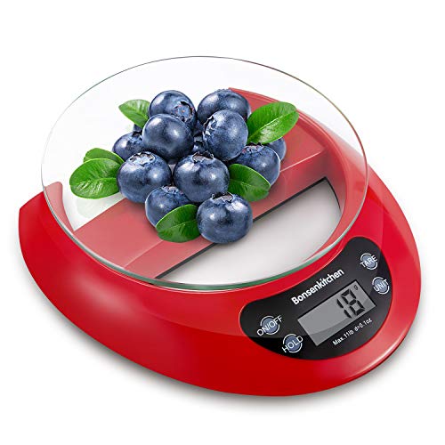 Digital Precision Food Kitchen Scale 11 lbs/0.1Oz (Batteries Included) Multifunction Weighing Gram Scale with Glass for Baking and Cooking