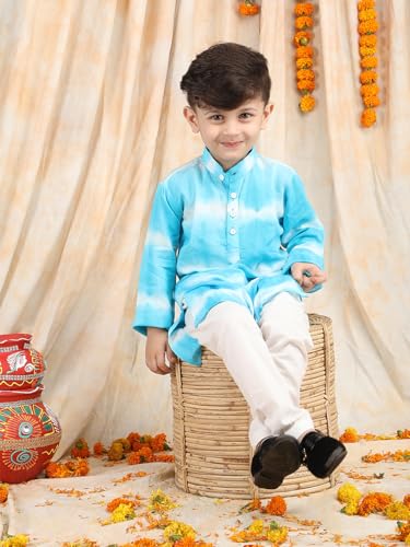 Image of POLKA TOTS Boys Cotton Ethnic Kurta Pajama Set with Attached Koti | Ethnic Motif Wear Kids Kurta Pyjama for Boys & Toddlers | Traditional Dress for Weddings & Festivals | Festive Jubba Set for Babies