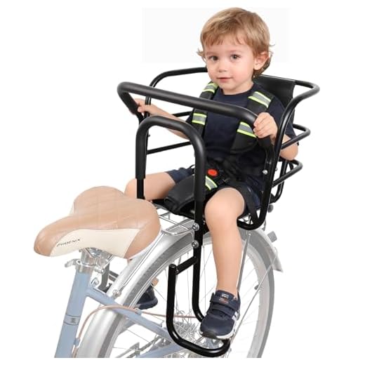 Bwcece Upgraded Rear Child Bike Seat,Back Mount Kid's Bike Seat with Foot Pedals Back Rest Handrail, Designed for Children Aged 18 Month to 8 Years Old,Easy Installation