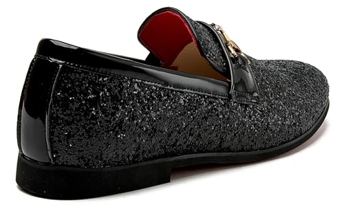 Image of Men Loafer Metallic Textured Slip-on Glitter Sequins Fashion Wedding Dress Shoes Golden