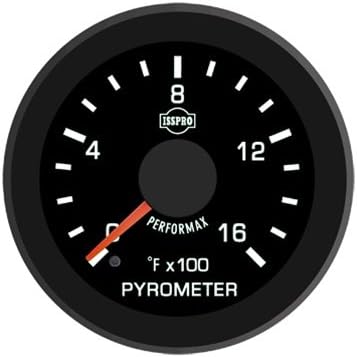 ISSPRO EV² Pyrometer Without Color Band 0-2000 - R17032 Full Kit, Black Face, Red Pointer, Green Backlight, Black Bezel, Black Hub, Gauge Only