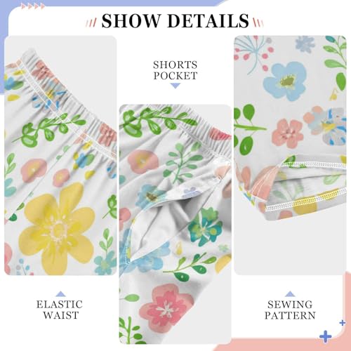 J JOYSAY Floral Blossom Foliage White Pajamas Pants Soft Long Pajama Bottoms Lounge Sleep Pants Size S-XL4