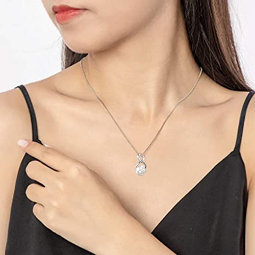 Pearl Pendant Necklace For Women Sterling Silver Necklace, Single Freshwater Cultured Pearl Pendant Necklace Jewelry Gifts For Christmas Valentines Anniversary Birthday Wedding Celebration Occasion #TOP5