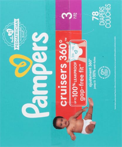 Image of Pampers Diapers - Cruisers 360 - Size 3, 78 Count, Babyproof up to 100% Leakproof Pull-On Diaper