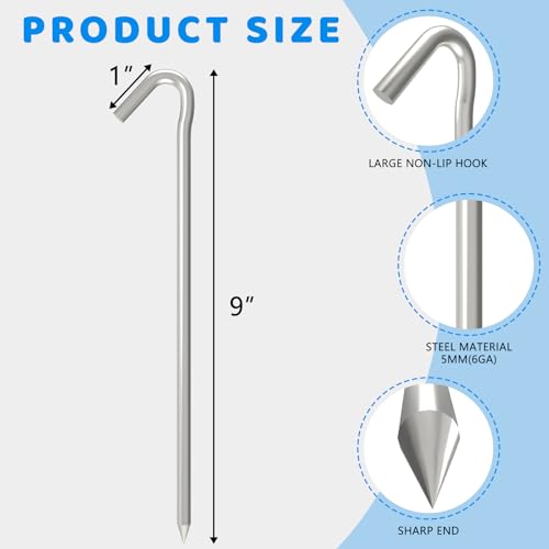 MySit Estaca para Tienda 9 Pulgadas Pack de 30 de Alta Resistencia Anti-Rust para Suelo miniatura 2