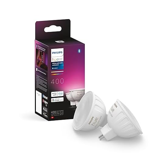 Philips Hue White and Color Ambiance, ampoule connectée MR16, compatible Bluetooth, lot de 2, fonctionne avec Alexa, Google Assistant et Apple Homekit