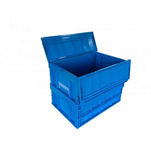 松本産業 業務用折りたたみコンテナフタ一体型 110L ブルー(F110B)・カード差し付き