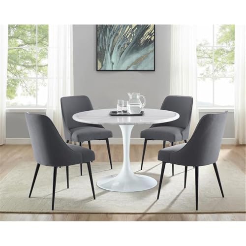 Steve Silver Camila Marble Top 5-Piece Marble Dining Set in