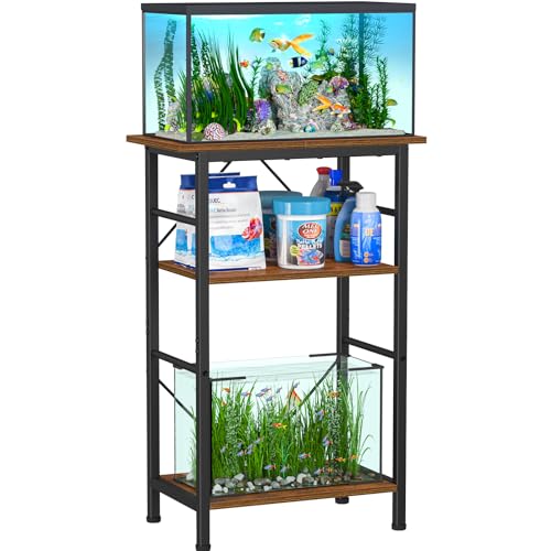 Snughome 5-10 Gallon Aquarium Stand, 3-Tier, Rustic Brown