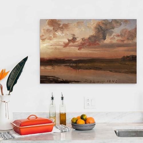 Tableau J.C. Dahl L'Elbe le soir | Solution mur vide 50x75