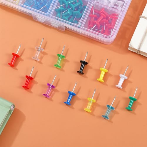 150 Pcs Push Pins, 12 Colors Standard Thumb Tacks Steel Point and Plastic Head, Push Pins for Bulletin Board, Thumb Tacks for Cork Board and Wall image 1