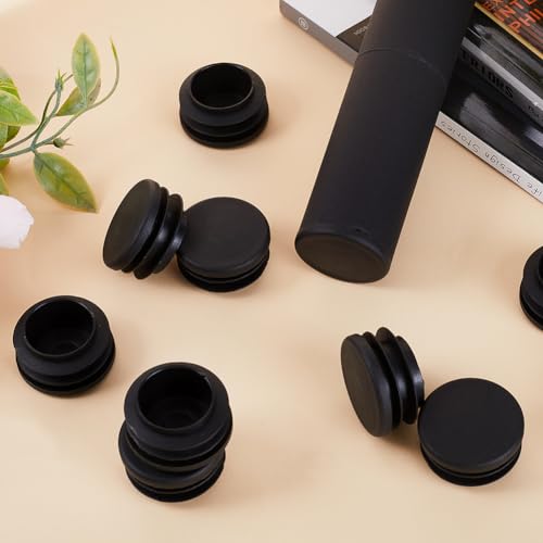 GORGECRAFT 20 Pieces 40mm Diameter Round Plastic Plugs Black End Caps Plug Tubing End Cap Chair Leg Inserts for Metal Legs Fences Glide Protection from Chair Legs and Furniture - Image 4