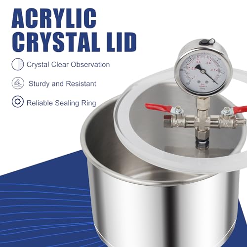Bacoeng P0663 1 1/2 Gallon 3.6 Cfm Vacuum Chamber With Pump, Degassing Vacuum Chamber Kit thumb #5