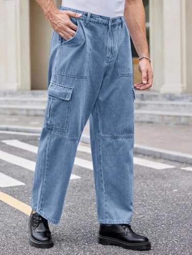 Image of TAGAS Men Loose Fit Men's Flip Pocket Cargo Pant|Man Stylish Cotton Loose Fit Denim Jeans || Multi-Pocket Styling || Perfect for Casual Fashion || Comfortable Classic Men's Outerwear (MDJ-33)