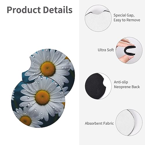Portavasos para Auto 2 Piezas Flores Daisy Antideslizante miniatura 4