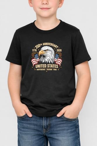Image of Boys Constitution Day 250 Anniversary USA Shirt Independence Shirt 3-8T | for Kids Boys Girls Toddlers 3T-8T, 4th of July Dinos Flag Patriotic Tee, Independence Day