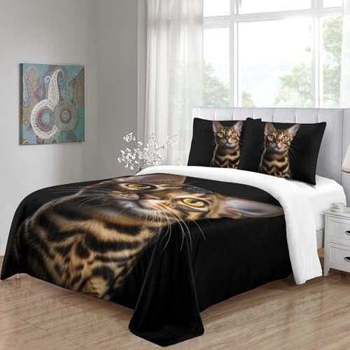 Housse de couette chat 3D microfibre de qualité supérieure King - 5