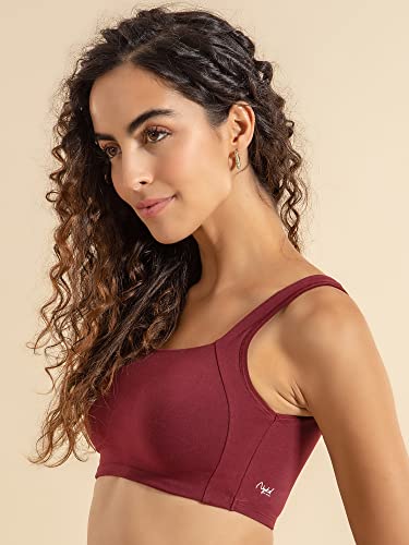 Image of NYKD NYB158 Non Wired & Full Coverage Square Neckline Slip On Bra for Women | Breathable Cotton Stretch Fabric with Disappearing Neckline & Visible Side Shaper Panel | Ideal for Everyday Wear