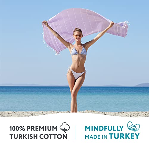Wetcat Turkish Beach Towel Oversized 38X71 100% Cotton Sand Free Quick Dry Towel Extra Large Turkish Towel Light Travel Towel For Adults Beach Gifts Beach Accessories - Lilac #TOP1