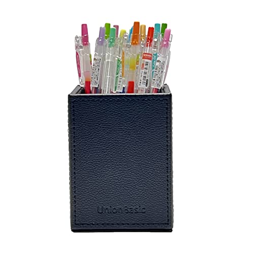 Unionbasic Square Pen Holder, Leather Pencil Cup, Desktop Caddy Stationery Organizer, Black Lychee Pattern #TOP4