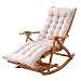 Produktbild Liegestuhl HAIYU- Outdoor Klappbar, Bambus Schaukelstuhl Garten Sonnenliege Relaxsessel mit Dehnbarer Fußstütze Fußmassage Leisure Siesta Sessel, mit Kissen (Color : Gray)