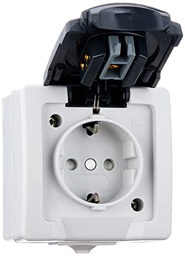 Kopp Nautic Schutzkontakt-Steckdose mit Zahlenschloß, Aufputz Feuchtraum, IP 44, grau, 16A, 250V/AC, 955056015 – Ansicht 3