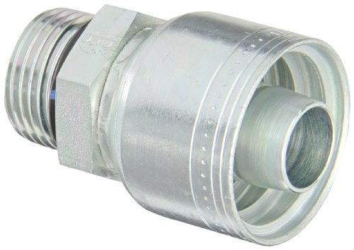 Image of Aeroquip 1AA12MB12 Carbon Steel Global TTC (Thru the Cover) Crimp Hose Fitting Male Boss O-Ring, Straight, 3 /4 inch Hose ID, 1-1 /16 inch - 12 Thread