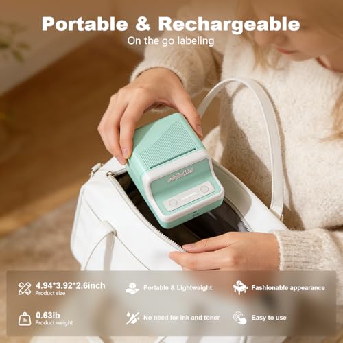 Image of Zeitel Mini Thermal Label Printer Machine Bluetooth Portable Printer 30mm /s Wireless Vintage Label Maker, 20-50MM Adjustable Width, Mobile & Desktop Compatible, with 1 Roll 40x30mm Label